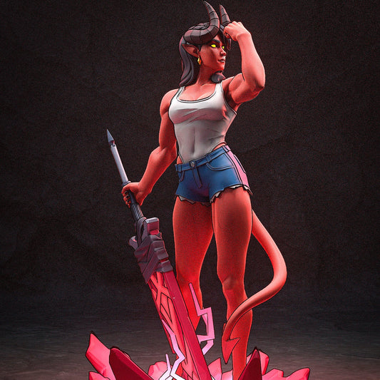 Malevola demon warrior 1:8 scale fantasy collectible figure group image multiple angles and bust