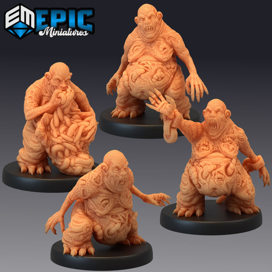 A collection of grotesque Mane Demons, each posed in disturbing positions, representing the fiendish, low-ranking demons from Dungeons & Dragons. Perfect for dark fantasy settings like Pathfinder and Warhammer, adding a horrific presence to any tabletop scenario.