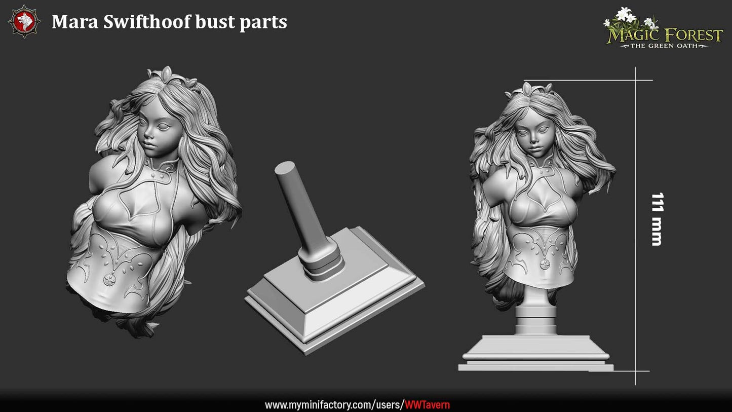 Mara Swifthoof centaur ranger bust fantasy display model flowing hair ranger armor Dungeons and Dragons Pathfinder