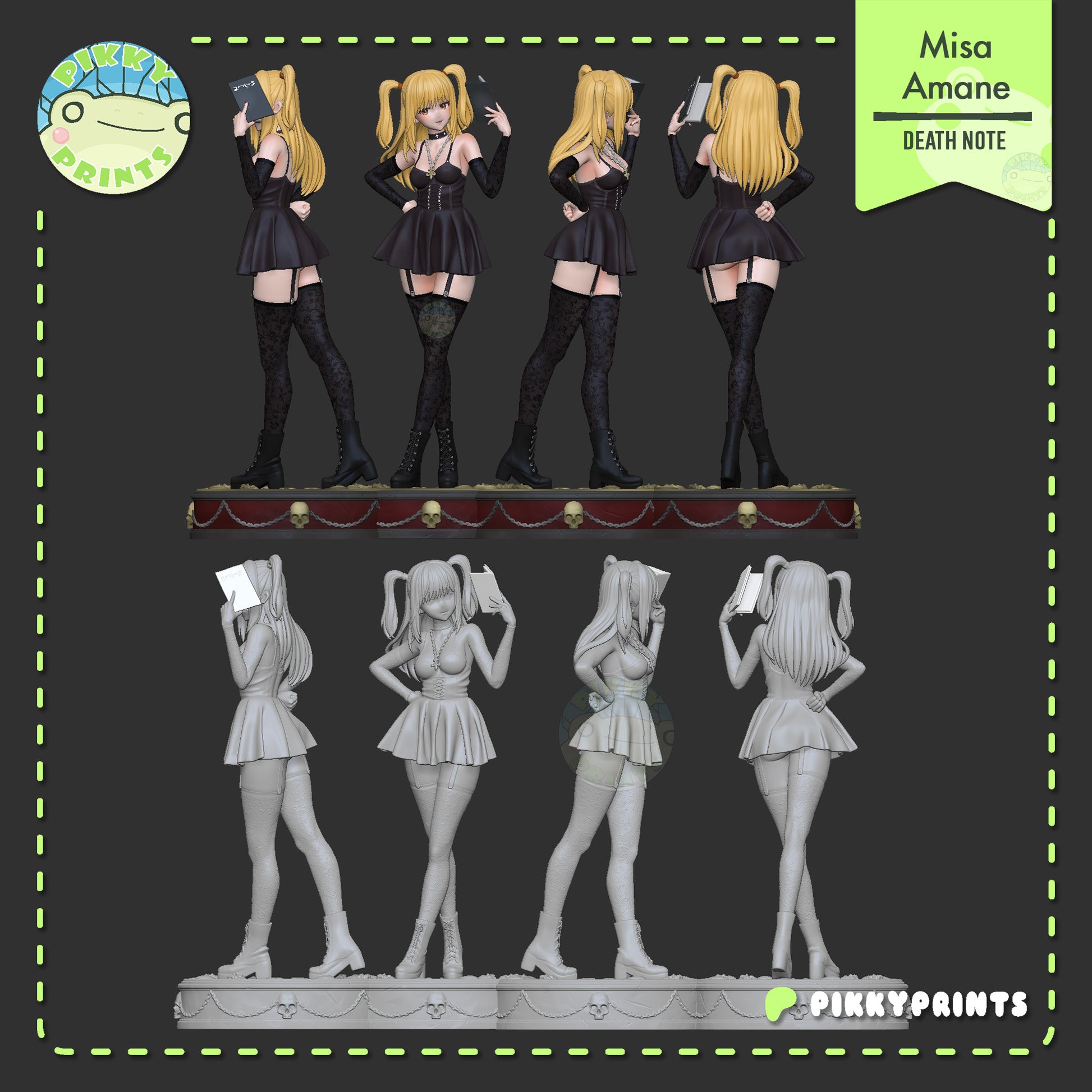 Misa Amane Death Note figure full turn view collage showing front, side, and rear angles