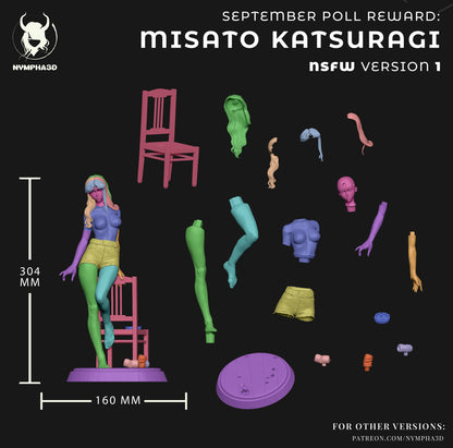 Misato Katsuragi NSFW version parts layout with alternate torso and modular design, Evangelion 1:6 scale statue.