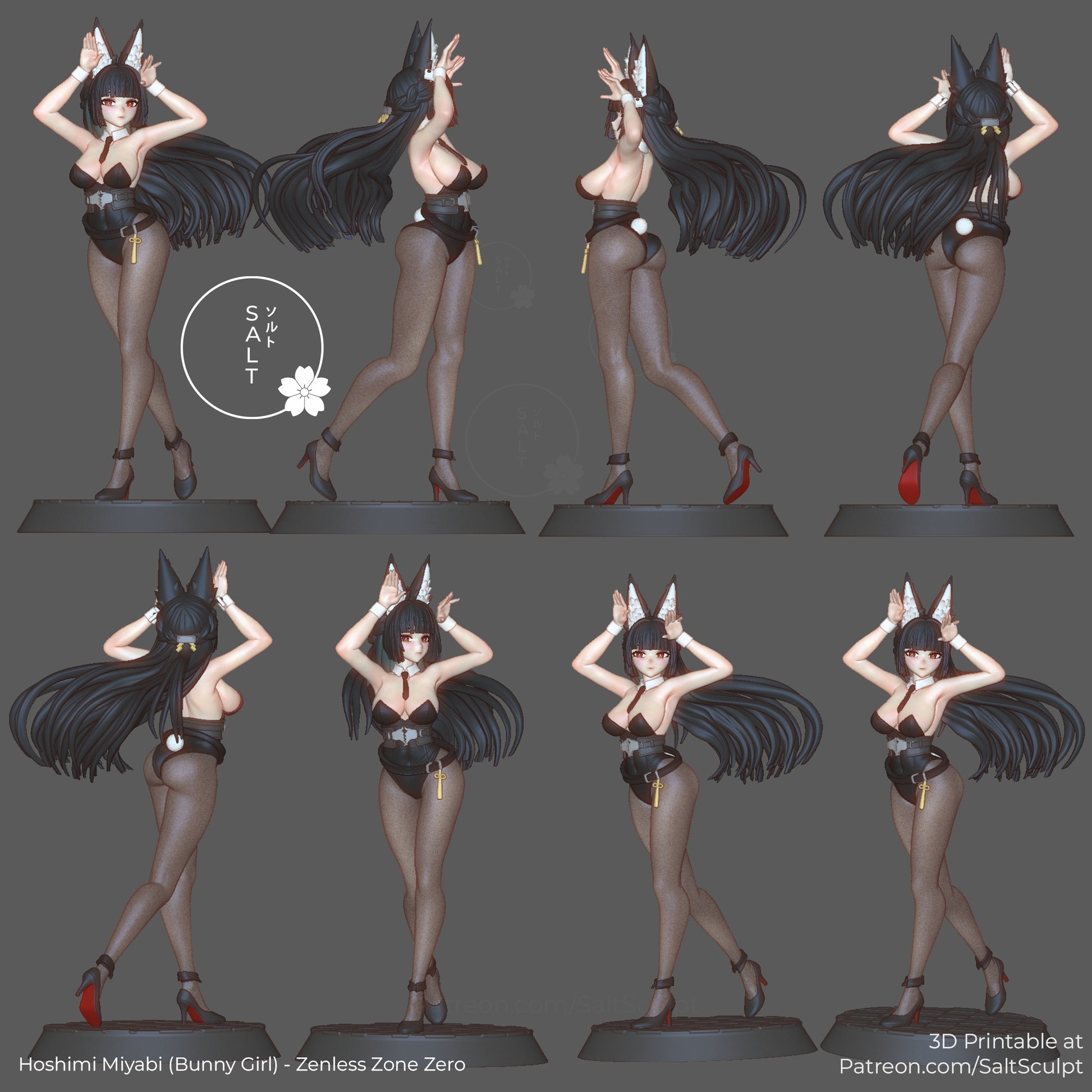 hoshimi miyabi zenless zone zero bunny girl figure multi angle view long hair bunny ears bodysuit anime 1-7 scale collectible