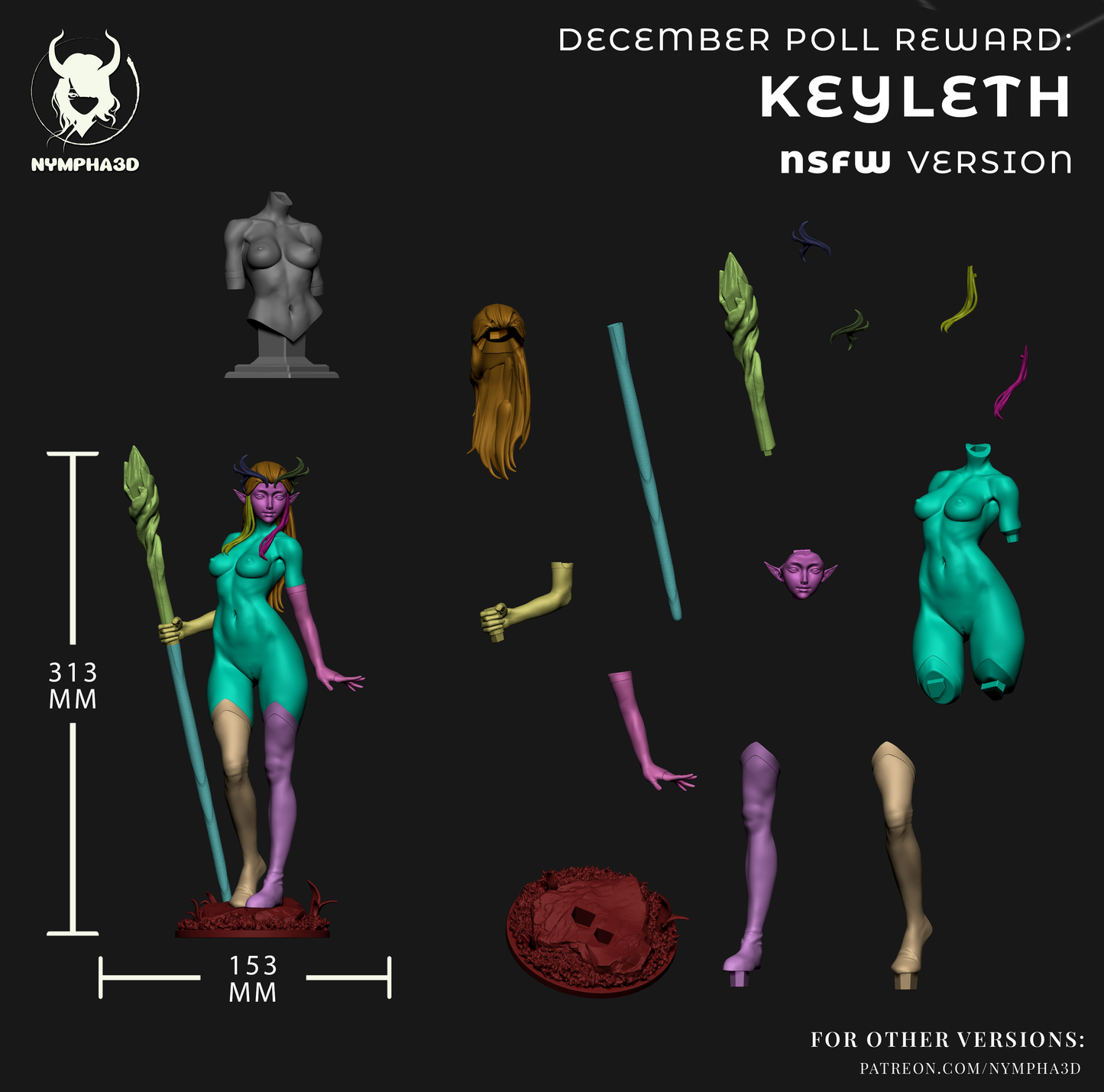 Keyleth - Critical Role / Vox Machina (SFW/NSFW 18+ Only) - 1:6 Scale & Bust Nympha3D