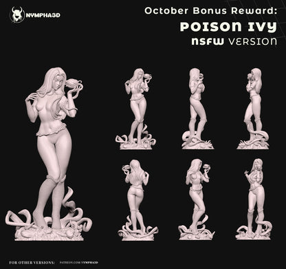 Poison Ivy 1:6 scale statue shown from multiple angles emphasizing the figure’s curves, vine base, and intricate hair sculpt for premium DC collectible display.