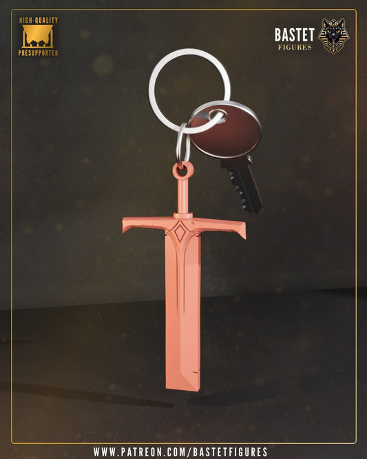 Assassin Nun sword keychain inspired by Hitman featuring stylized blade design attached to metal keyring