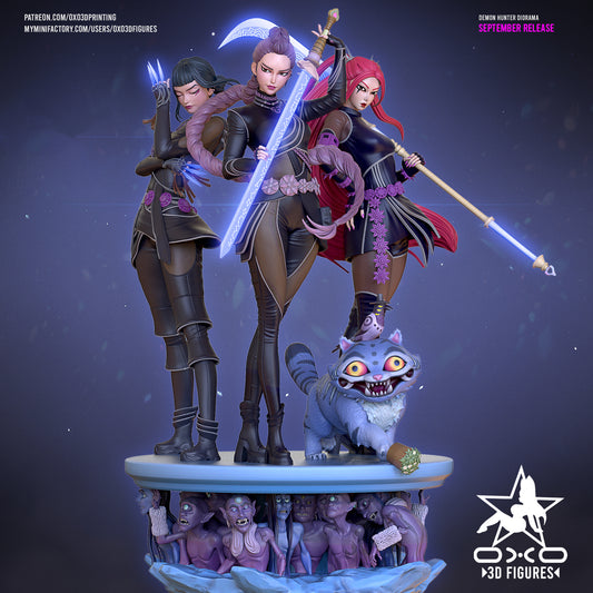 OXO3D K-Pop Demon Hunters Diorama - Battle Outfits - 1:10 Scale