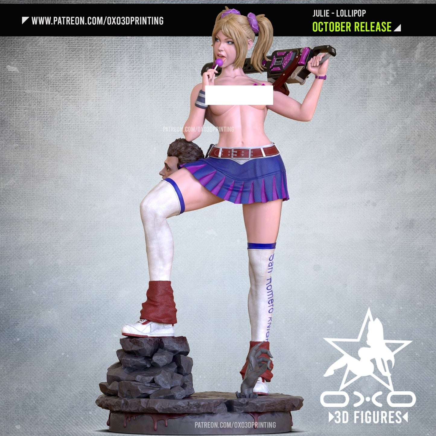 Julie - Lollipop Chainsaw figurine with exposed upper torso, chainsaw, and cheerleader outfit.