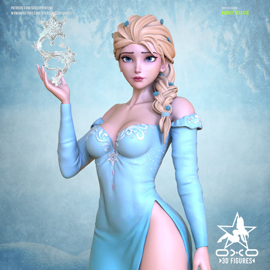 Winter Queen collectible statue close-up showing braid, facial details, and snowflake design on bodice