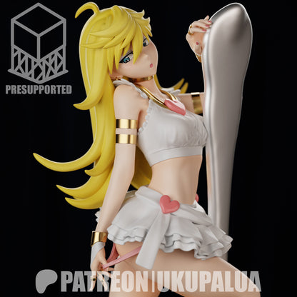 Colored render of Anarchy Panty in white outfit holding long weapon – Panty and Stocking with Garterbelt 1:7 scale collectible