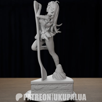 Side view of Anarchy Panty statue in dynamic pose with cake base – Panty and Stocking with Garterbelt 1:7 scale collectible