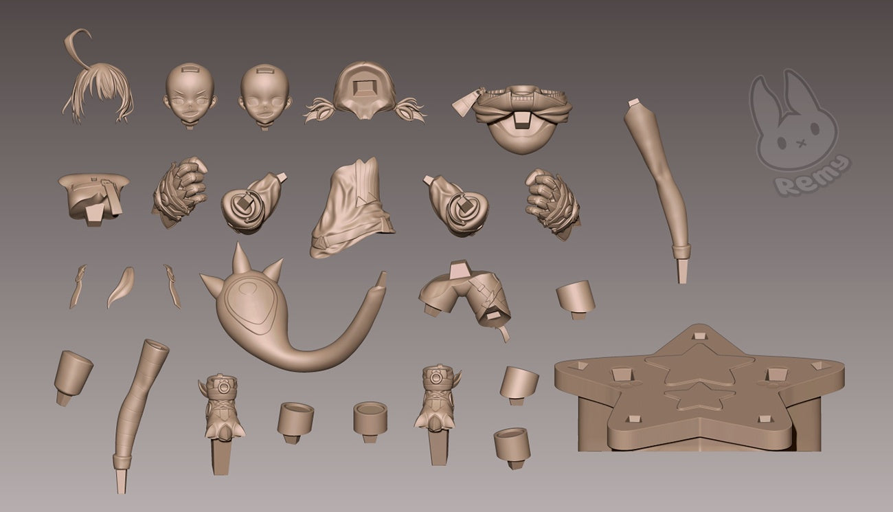 gigi murin hololive 1:7 scale figure unassembled parts layout star base vtuber model kit pieces