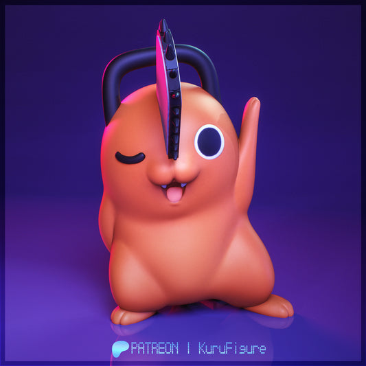 Pochita Chainsaw Man 1:7 scale figure front view waving pose with chainsaw blade on head and handle on back collectible display statue