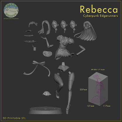 Maid Rebecca Smasher Cyberpunk Edgerunners parts layout disassembled components