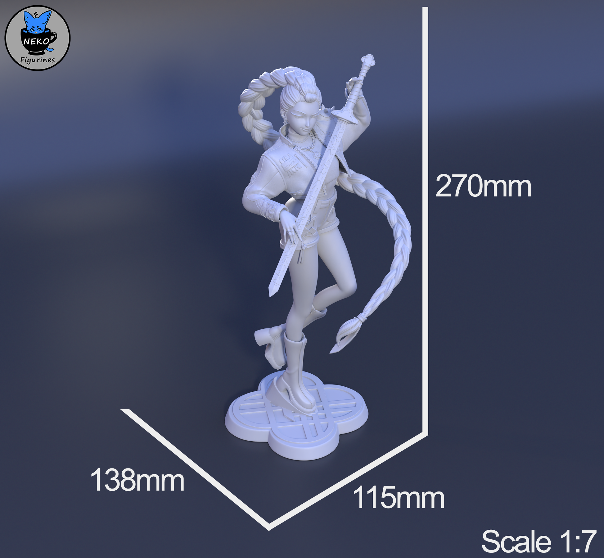 Rumi K-Pop Demon Hunters 1:7 scale figure measurements 270mm tall with base