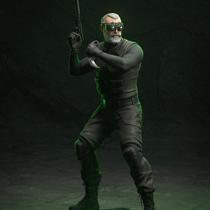 Sam Fisher Splinter Cell 1:8 scale collectible figure in forward combat stance with suppressed handgun, tactical armor, night vision goggles, and stealth base
