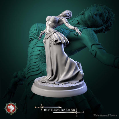 Scaled Dancer yuan ti miniature serpentfolk dancer leaning back flowing dress Bustling Bazaar