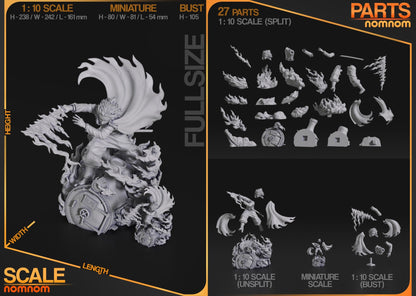 Parts layout of the Kyojuro Rengoku model from Demon Slayer, displaying 27 pieces for assembly.