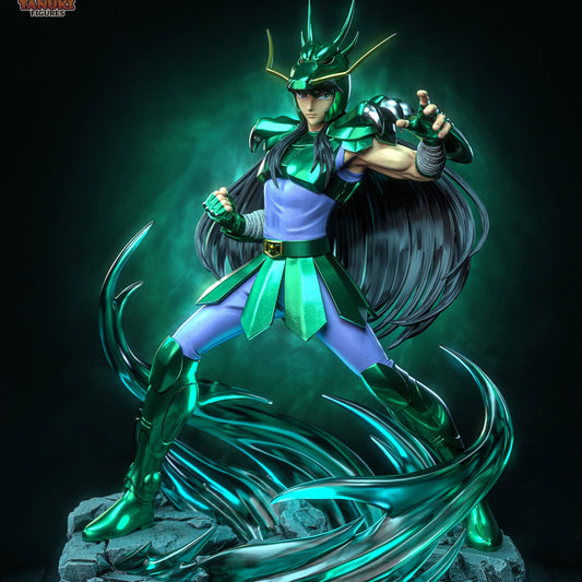 Shiryu Saint Seiya 1:6 scale statue front view with dragon armor and energy effects