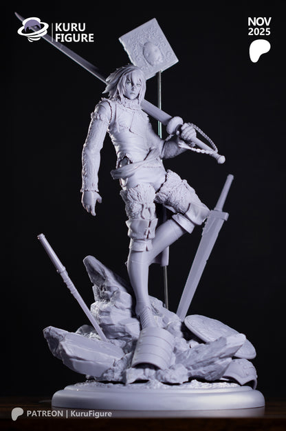 Brother Nier NieR Replicant unpainted collectible figure studio photo dramatic pose sword book