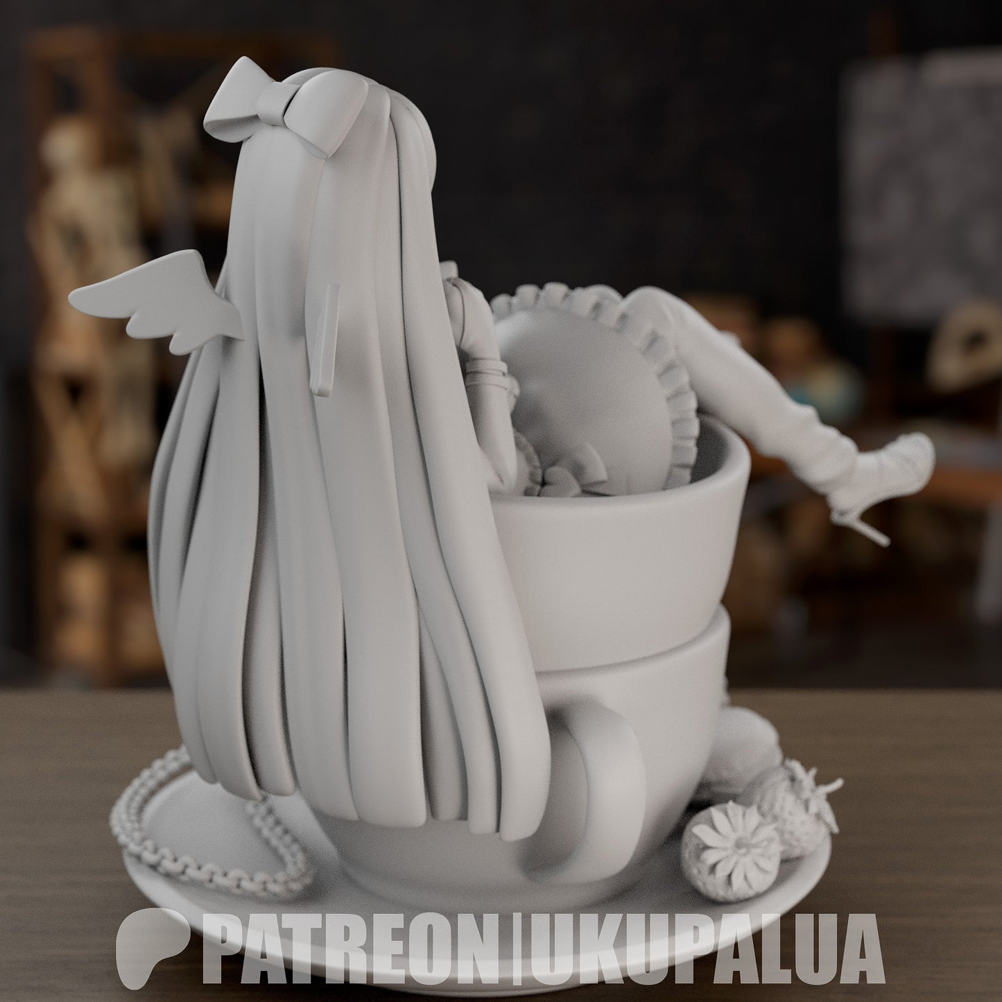 Anarchy Stocking Panty and Stocking 1:7 scale unpainted back view with long hair and wings