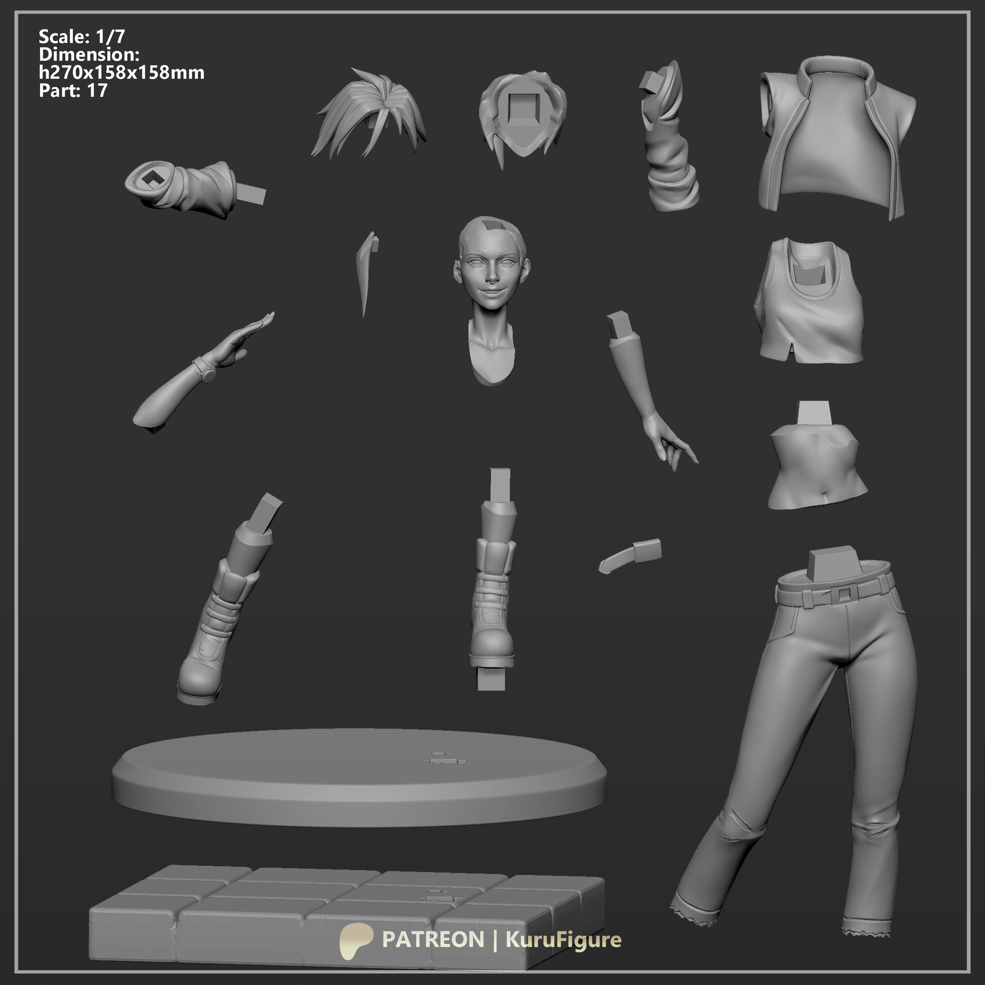 Invisigal Dispatch anime collectible figure technical layout parts breakdown