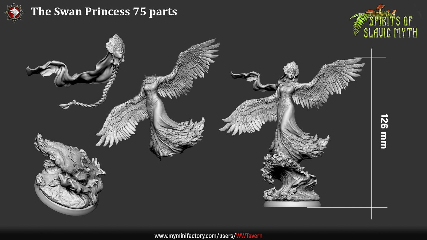 The Swan Princess 75 parts version with expanded height and detailed wings.