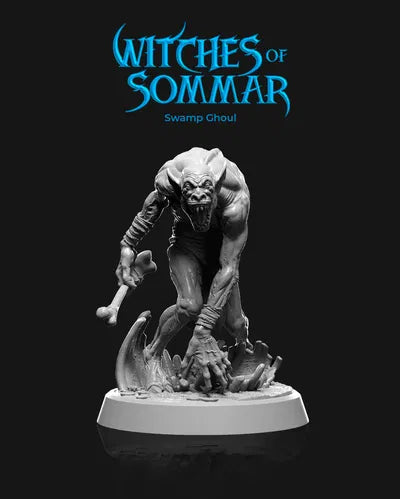 Swamp Ghoul miniature from the Witches of Sommar collection, depicted with a hunched stance and a terrifying appearance.