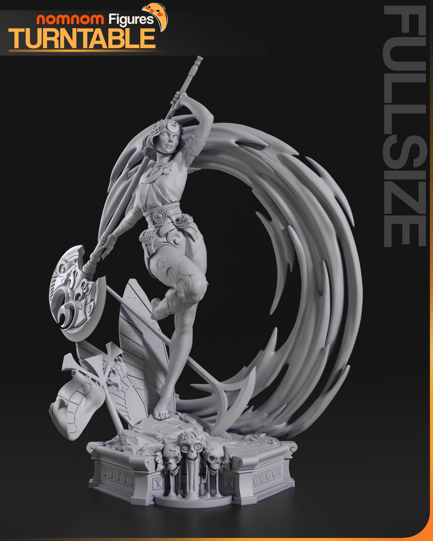 melinoe hades collectible 1-10 scale front view raised axe dynamic pose flowing energy arc sculpted base detailed armor
