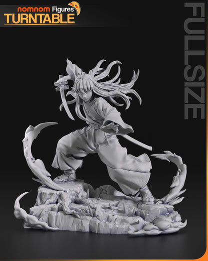 Muichiro Demon Slayer 1:10 scale figure full-size collectible with dynamic sword pose and swirling mist effects on rocky base