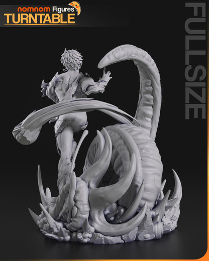 jiji evil eye dandadan full size statue back view tentacle creature base muscular pose anime diorama sculpt