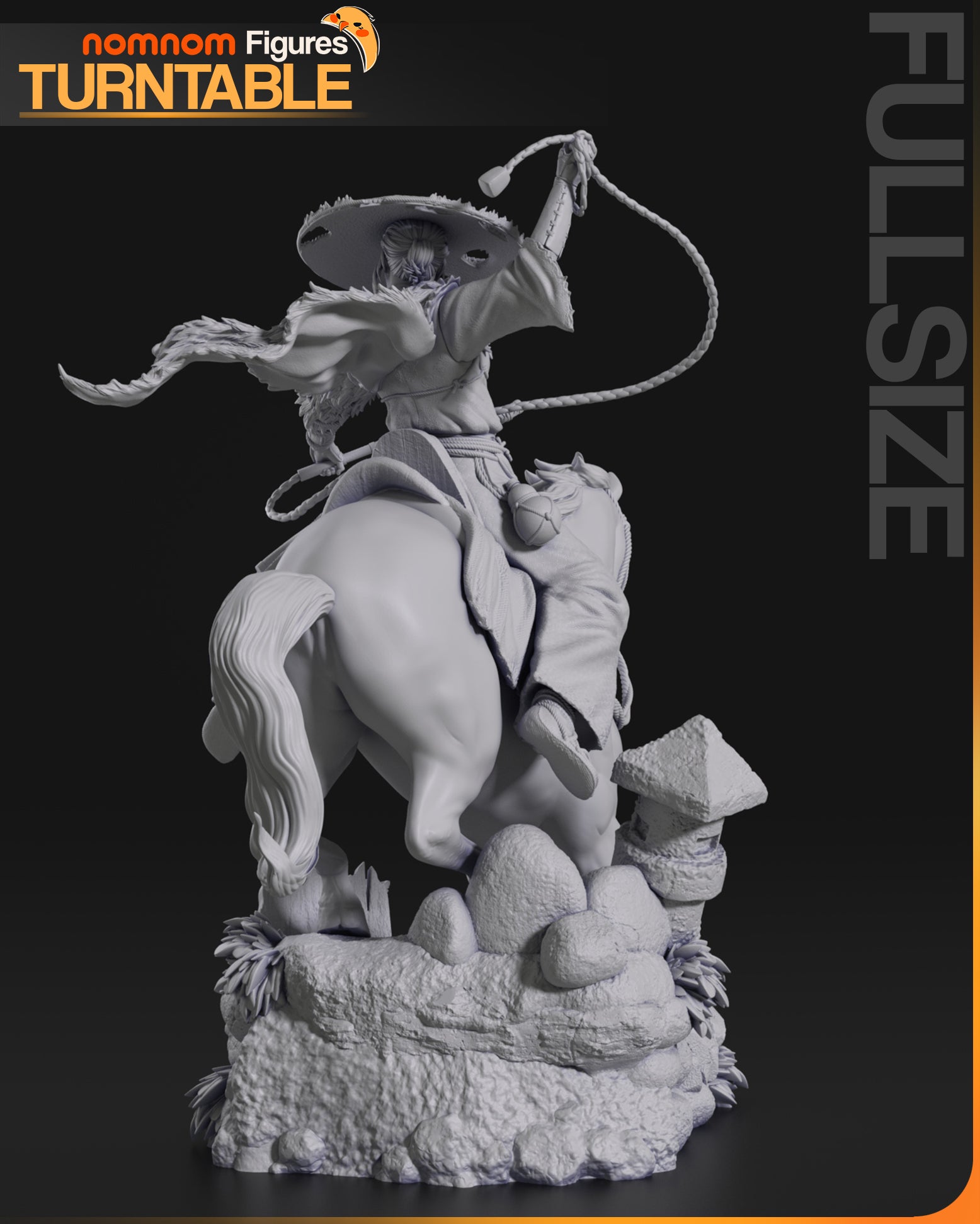 Atsu Ghost of Yotei collectible figure back view – detailed horse and flowing cloak miniature from NomNom Figures