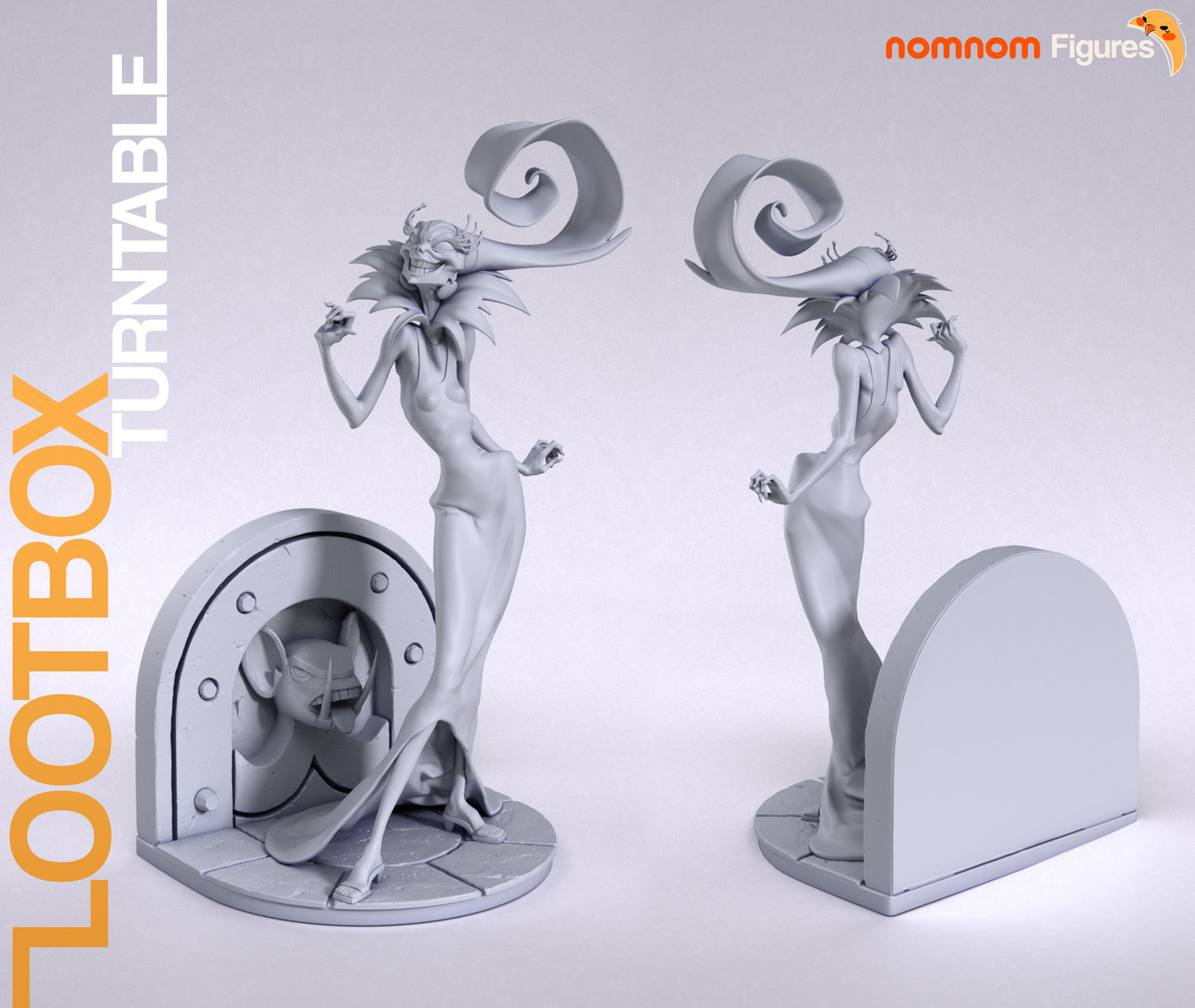 Yzma figure 1:10 scale long gown curled headpiece arched base display Emperor’s New Groove collectible statue NomNom Figures