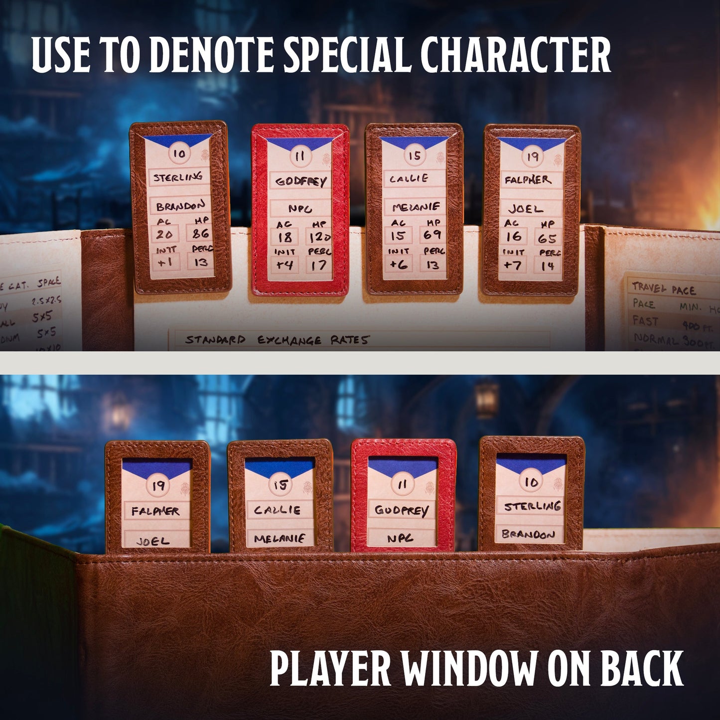 Initiative Trackers (Pack of 4) - Magnetic Turn Order Cards for D&D 5e and TTRPG Combat Management