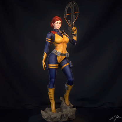 Scarlett Image Comics alternate head collectible figure, short hair variant holding crossbow in tactical suit