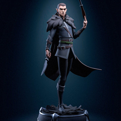 Vax’ildan Vox Machina figure painted front view showing rogue armor, daggers, and base