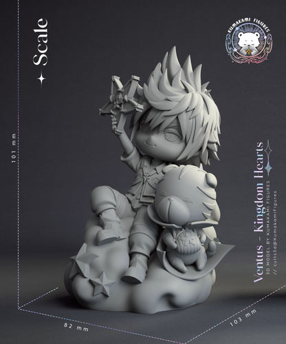 Chibi Ventus Kingdom Hearts scale reference image showing overall height width and depth measurements