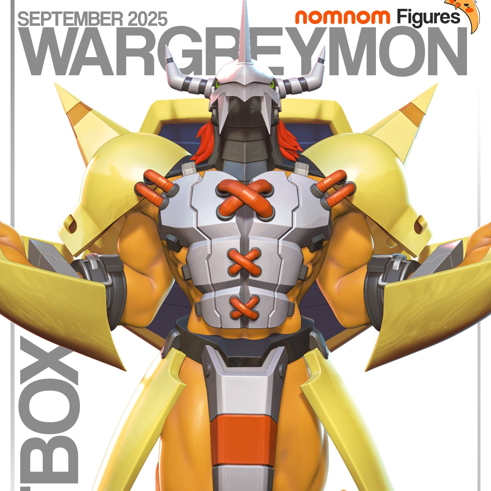 Wargreymon Digimon figurine 1:10 scale full-color render with armored stance and raised claws