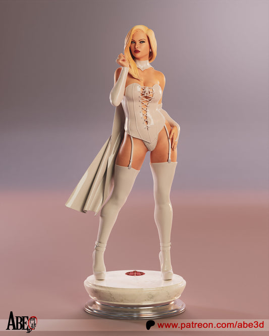 Emma Frost White Queen Marvel Comics 1:4 scale figure front view corset cape pin-up stance