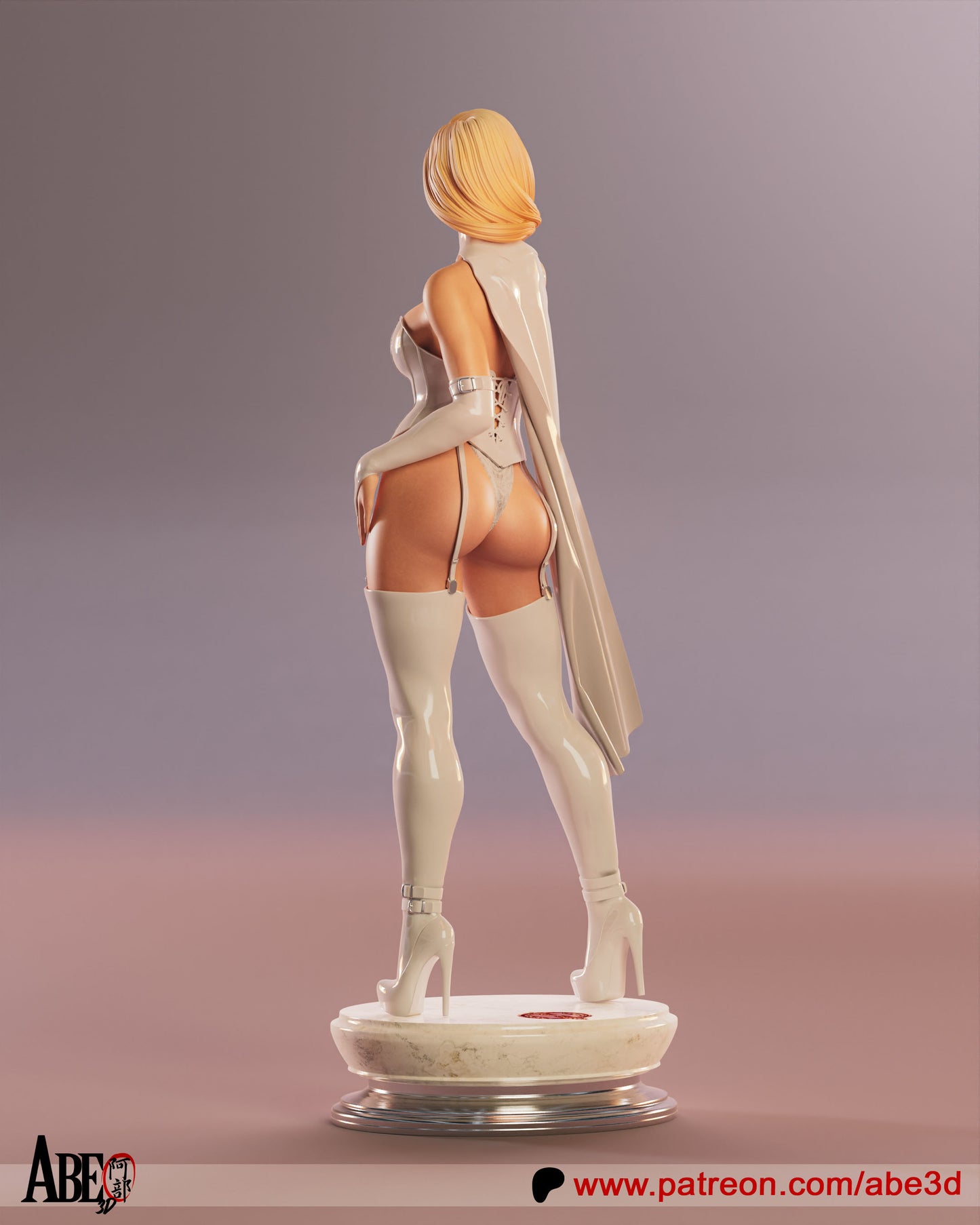 Emma Frost White Queen Marvel Comics 1:4 scale figure rear view cape heels base