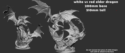 Elder Red Dragon Vs Elder White Dragon Battle Diorama - Clash of the Primevals