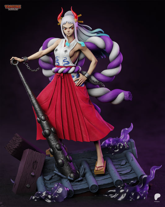 Yamato One Piece 1:6 scale figure standing with kanabo club, detailed outfit, and horns