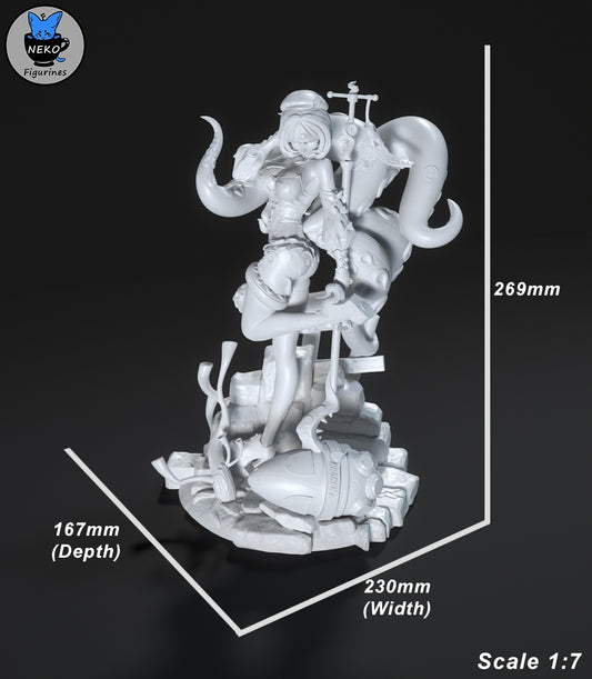 yidhari zenless zone zero figure size diagram showing 269mm height 230mm width 167mm depth 1-7 scale collectible model dimensions