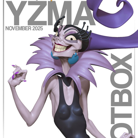 Yzma figure painted preview 1:10 scale tall collar curled headpiece long gown Emperor’s New Groove collectible statue NomNom Figures