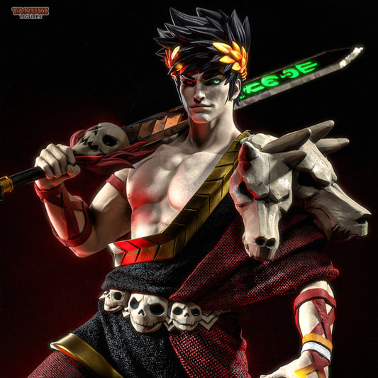Zagreus Hades 1:6 scale figure holding Stygian Blade with skull belt and laurel crown