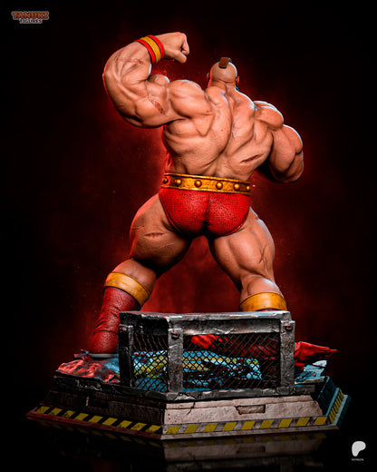 Zangief Street Fighter 1:6 scale figure rear view showing massive back muscles and raised arm pose