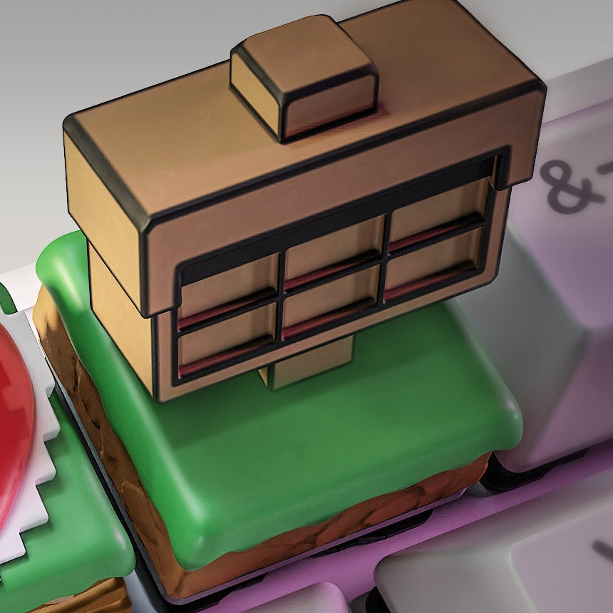 zelda link to the past wooden signpost artisan keycap with engraved sign design on grassy base for custom keyboards