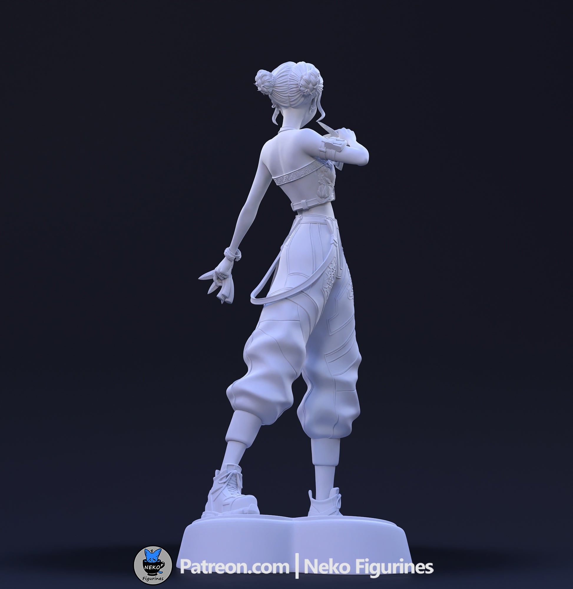 Zoey K-Pop Demon Hunters figurine 1:7 scale back view showing braided hair and pants details