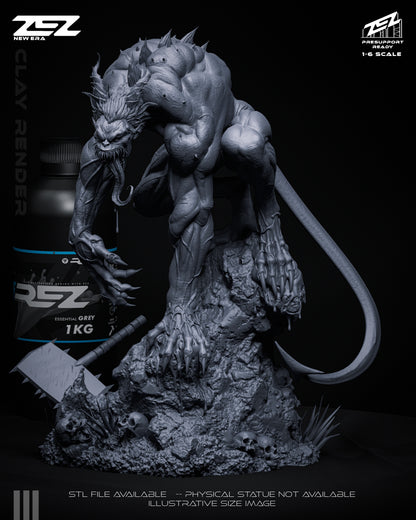 Absolute Joker resin statue clay render front view crouched pose claws extended base skulls horror collectible