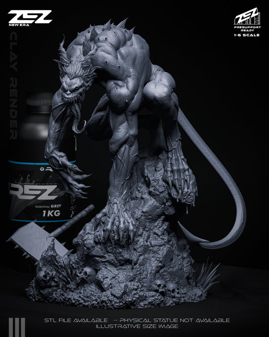 Absolute Joker resin statue clay render front view crouched pose claws extended base skulls horror collectible