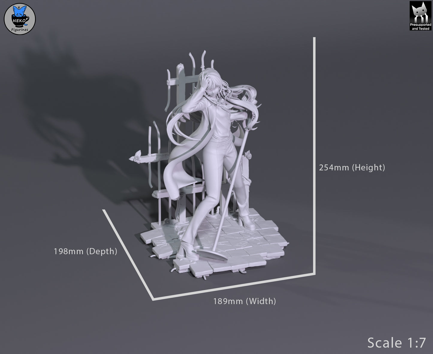 Ado 1:7 scale resin statue dimensions 254mm height 189mm width 198mm depth measurement display